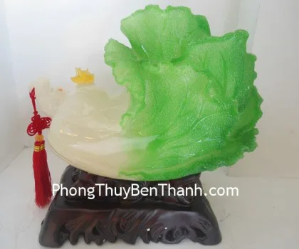 Bắp cải xanh ngọc nhỏ trên đế thủy tinh- Bách Tài Như Ý LN085