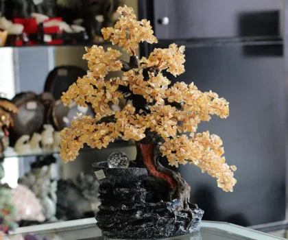Cây tài lộc thạch anh vàng phong thủy luân FKC035